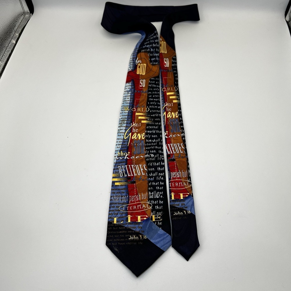 Vintage Steven Harris Hand Made John 3:16 Neck Tie Religious Preacher Pastor - Picture 6 of 6